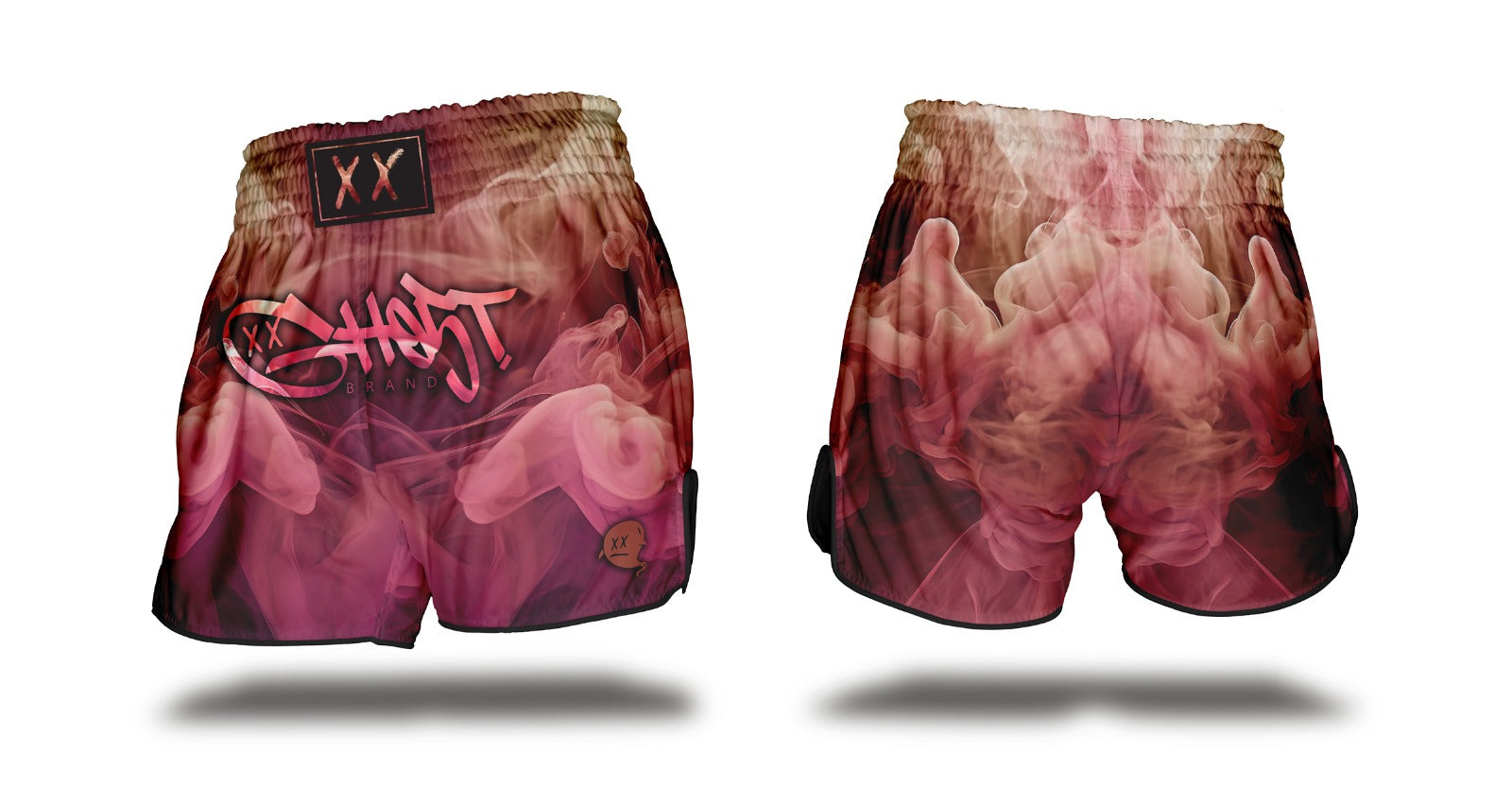 GH05T X BRAND Muay Thai Shorts-Red Smoke