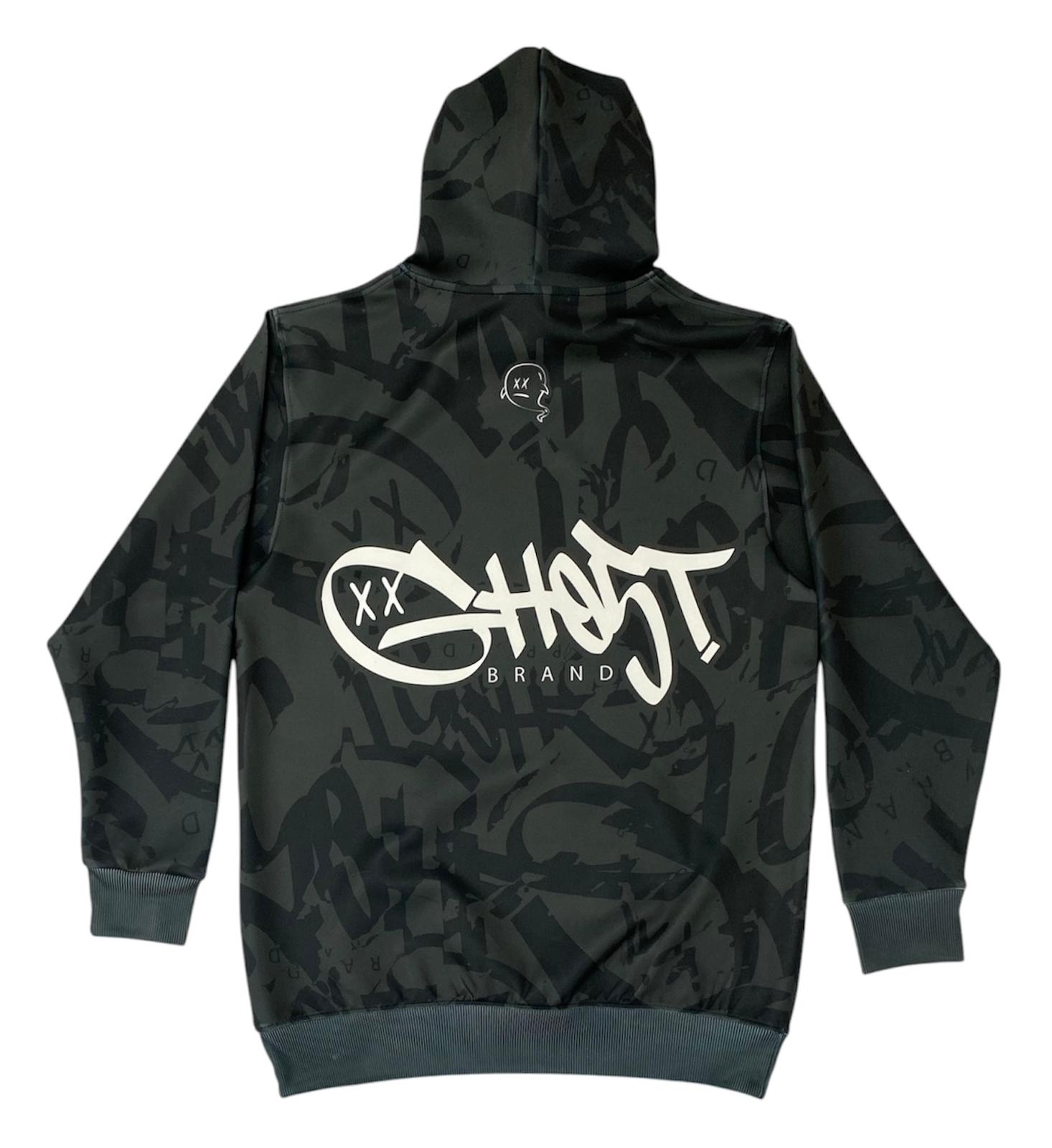 GH05T Heavy Font Hoodie-Double Black
