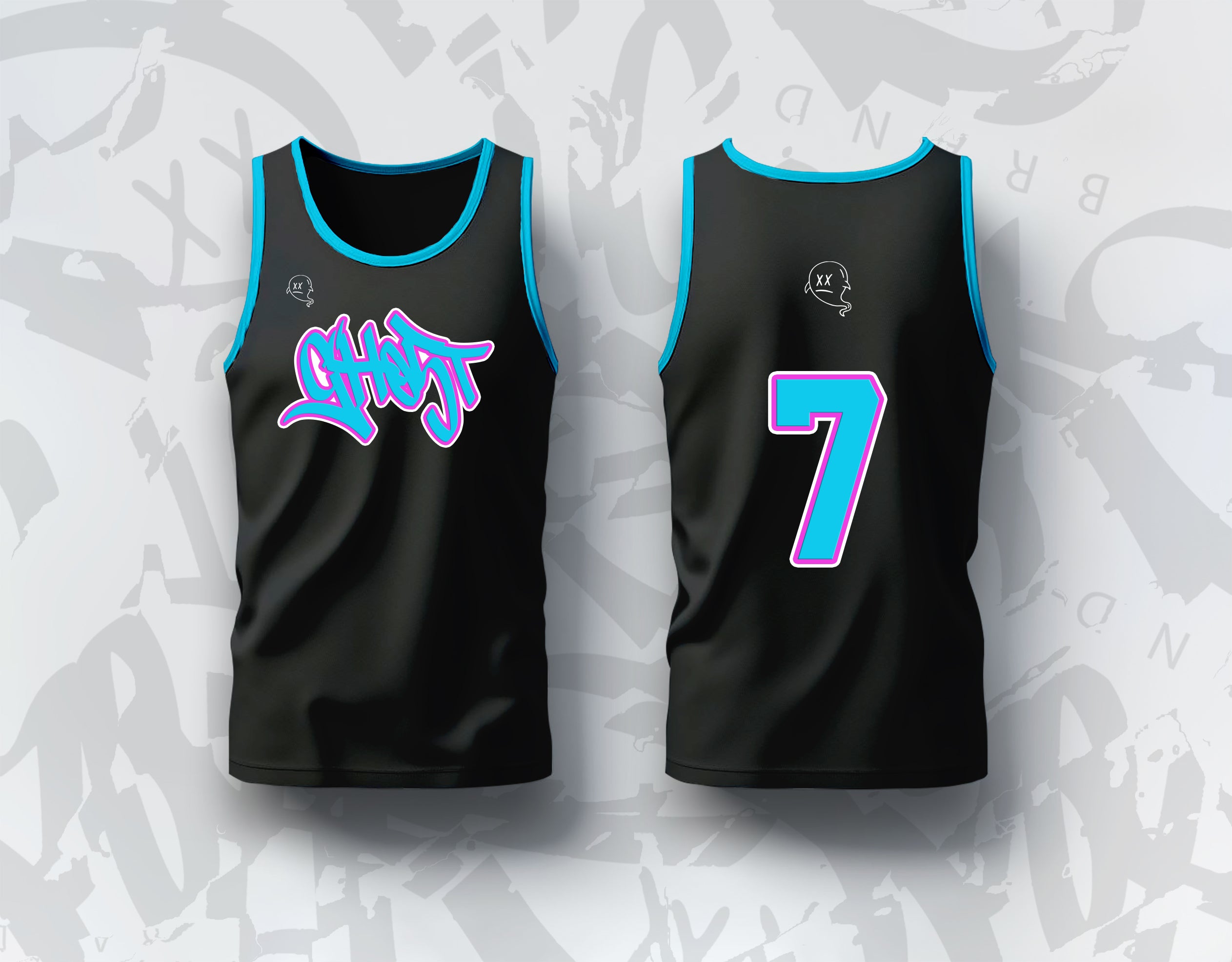 GH05T X BRAND “Miami Vice” Black and Blue Jersey