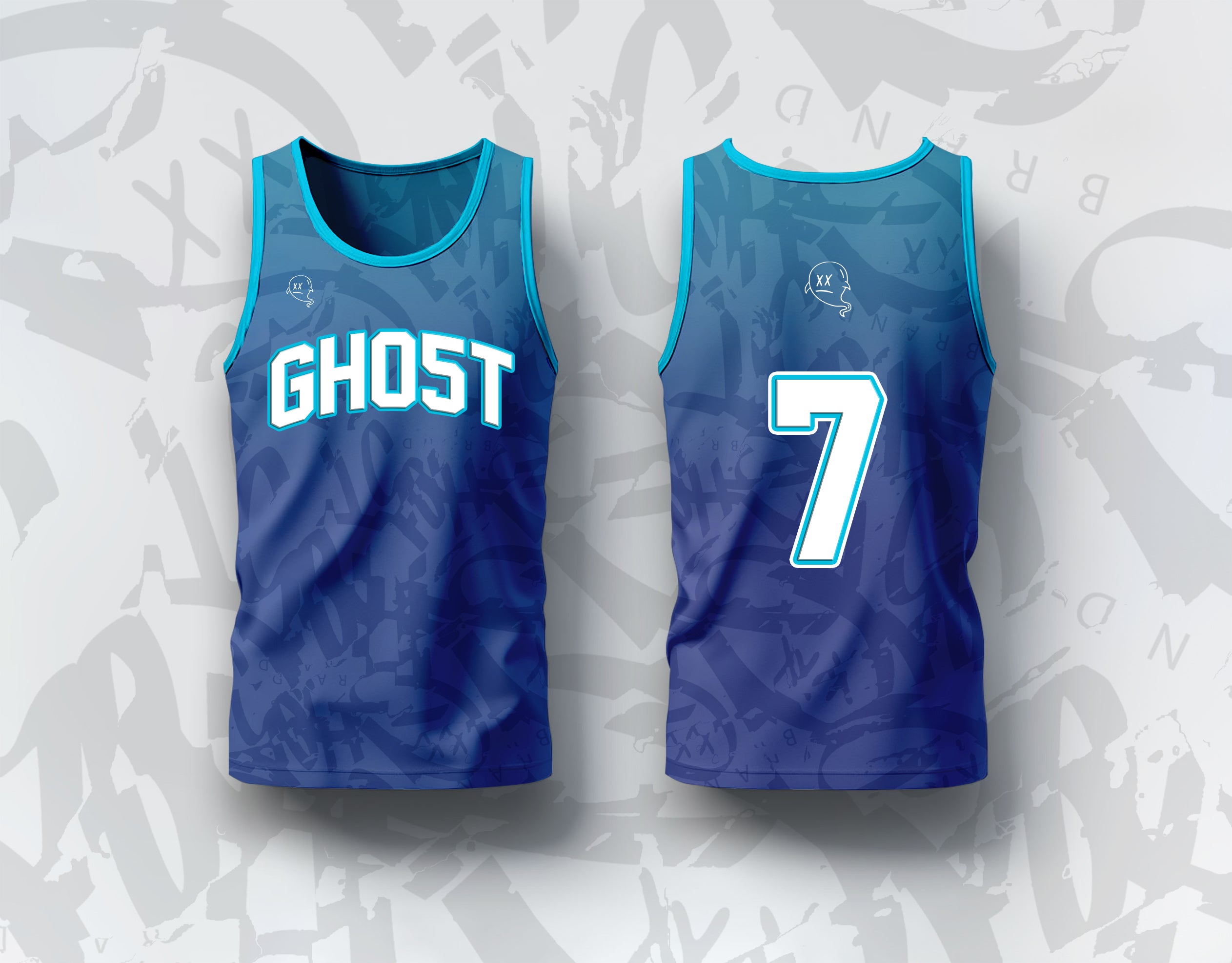 GH05T X BRAND "graffiti" Blue