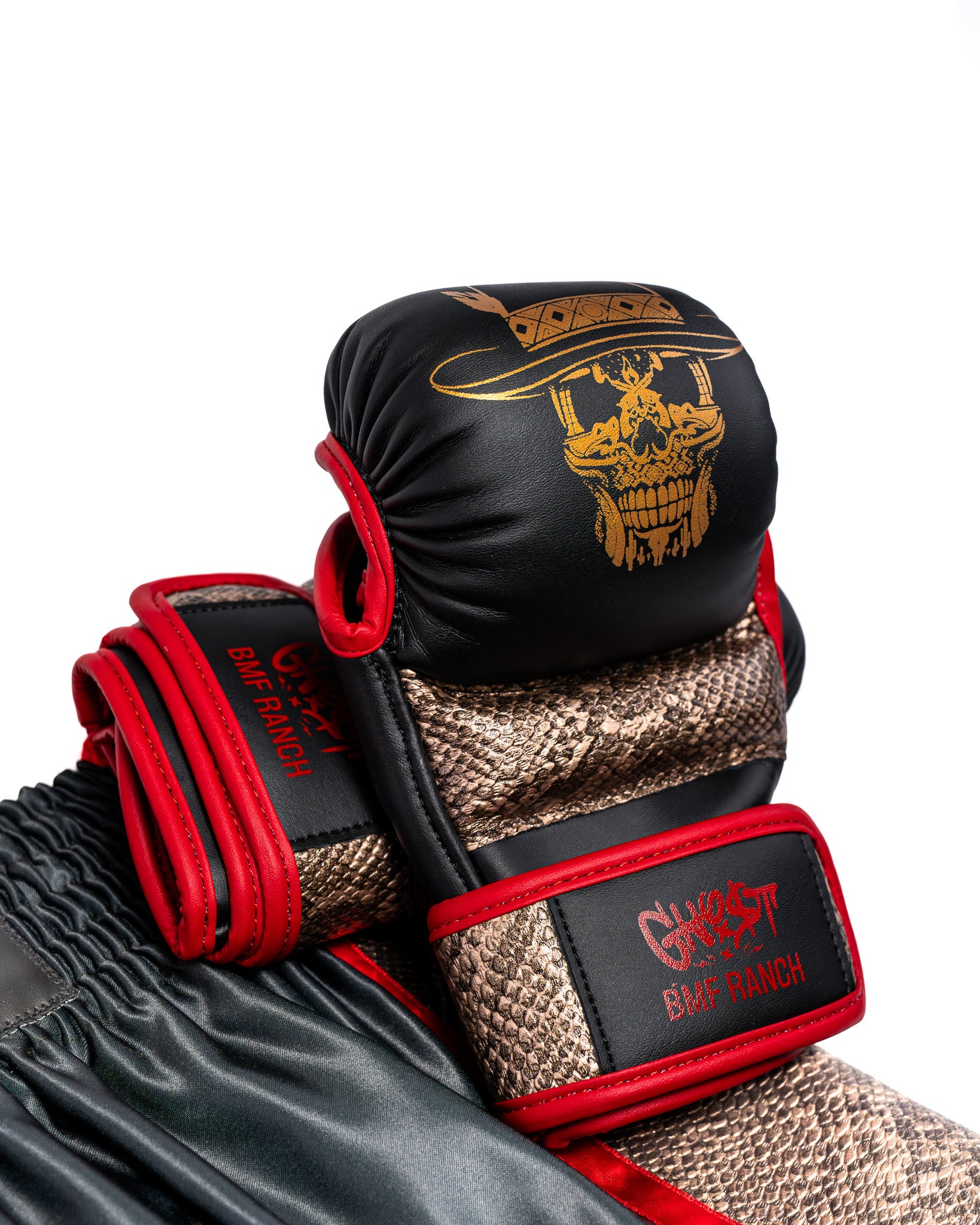 Black Red Snake BMF Gloves