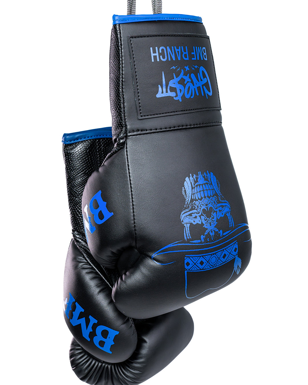 GH05T X BRAND  X BMF Ranch "Wild Card" Blue Lace-up Boxing  Gloves