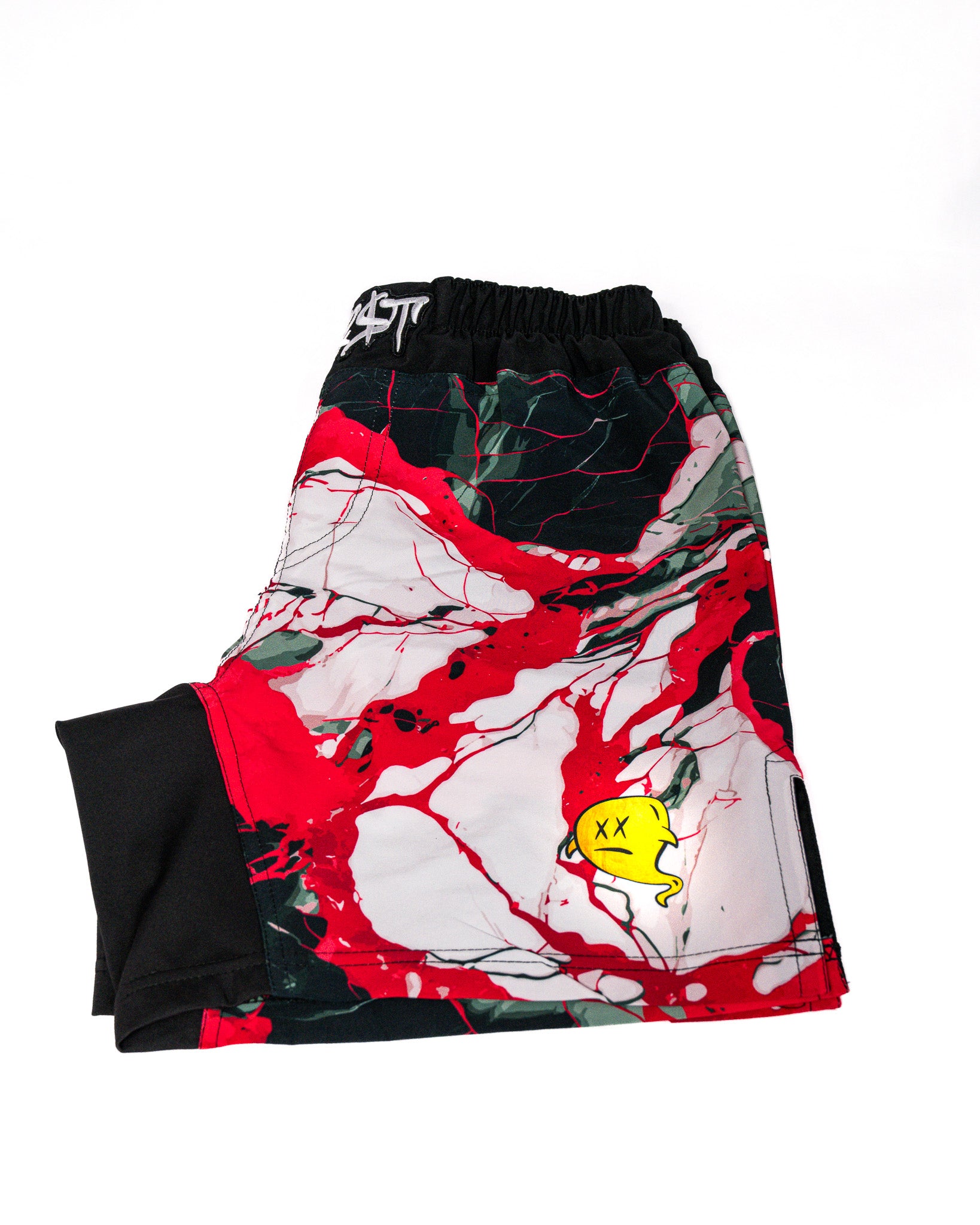 White and Red Marble Hybrid Shorts