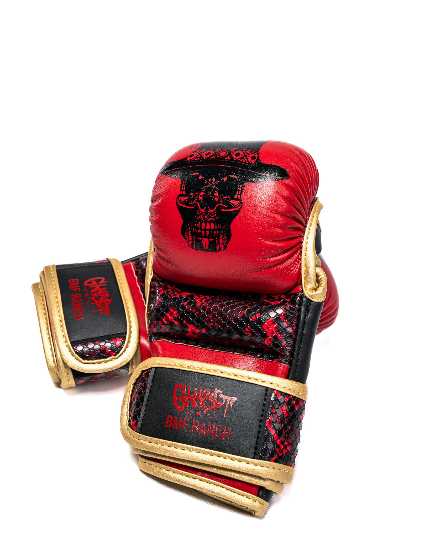 Black Red Gold BMF MMA Gloves