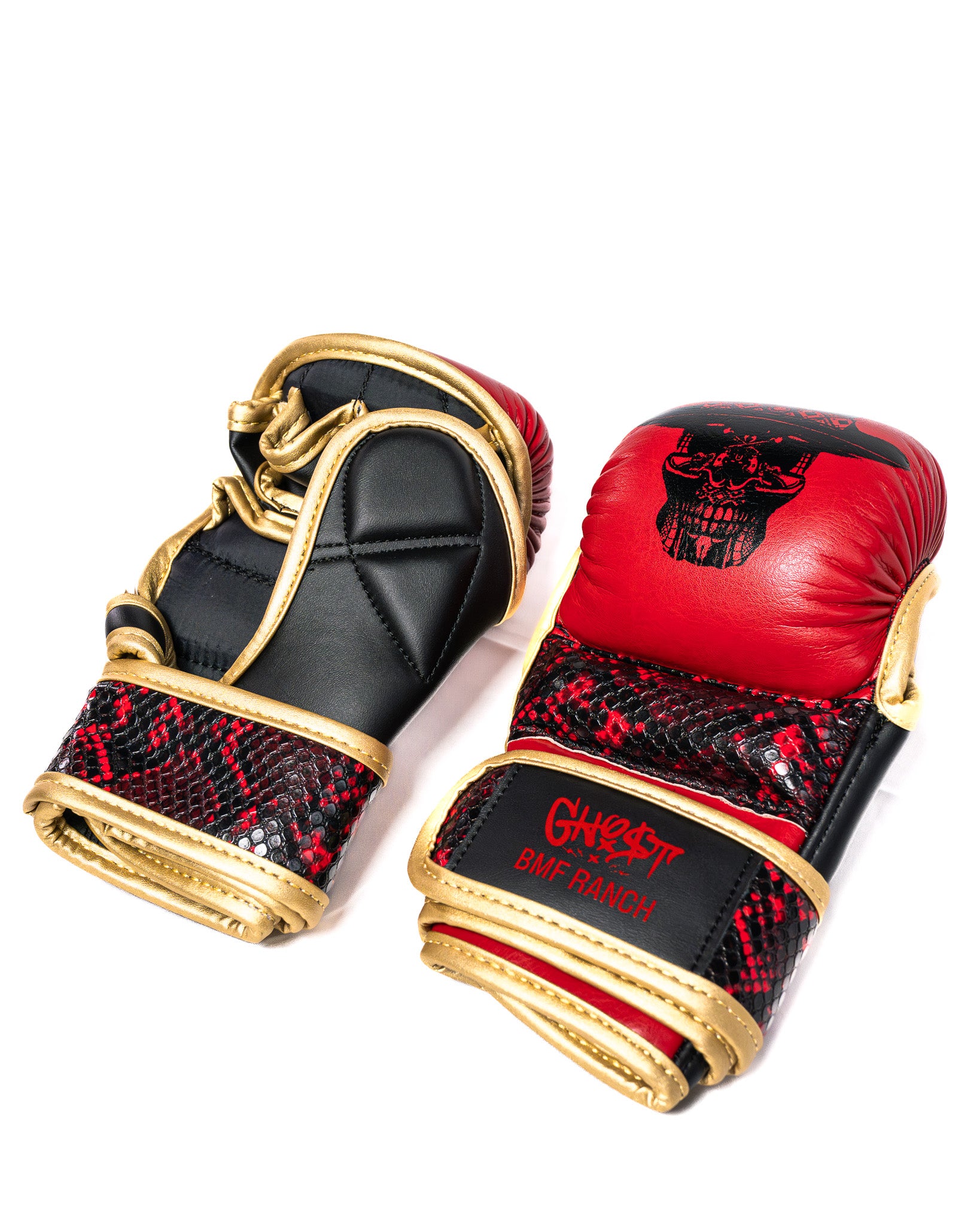 Black Red Gold BMF MMA Gloves