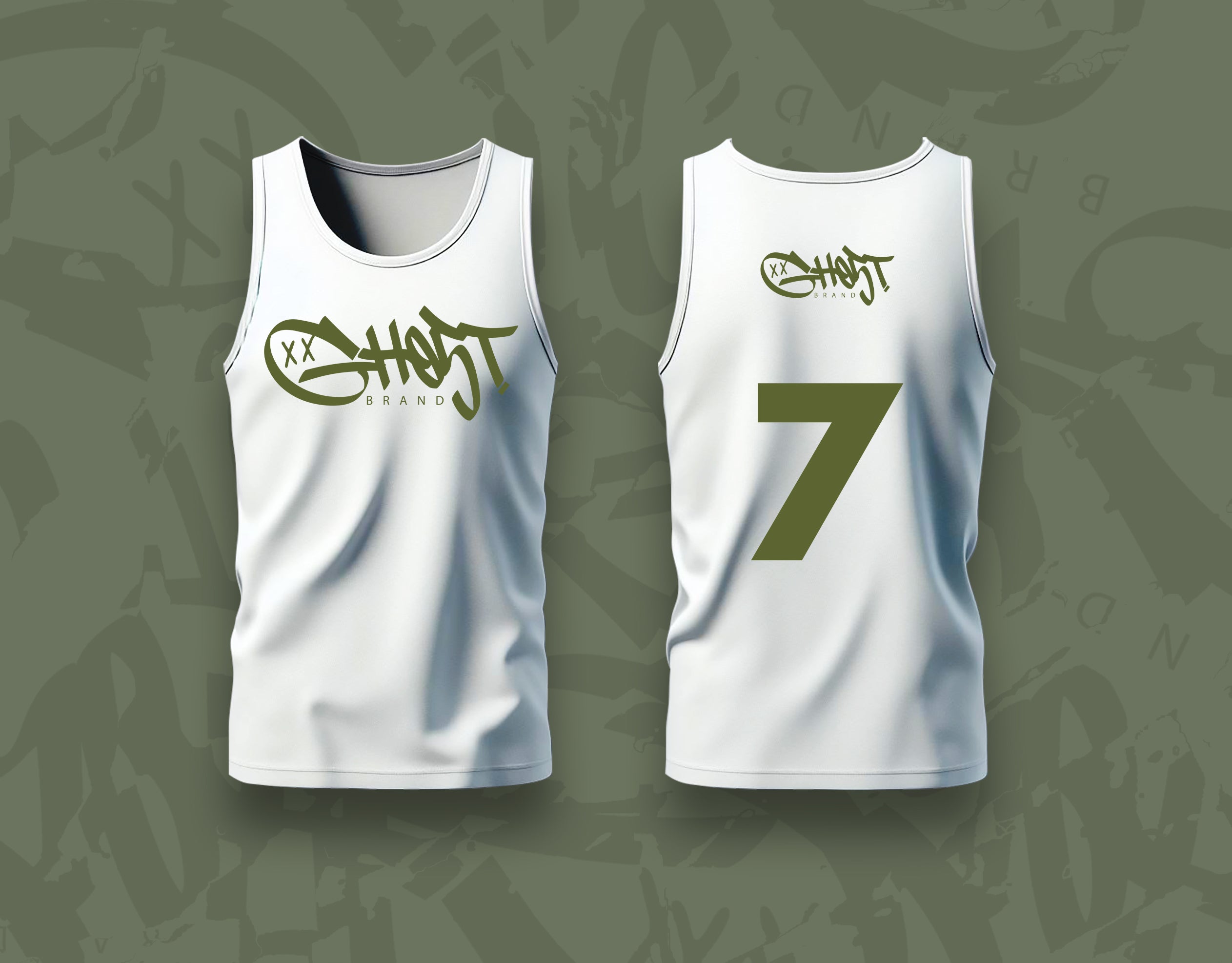 GH05T X BRAND “07” Training Jersey-White and Olive