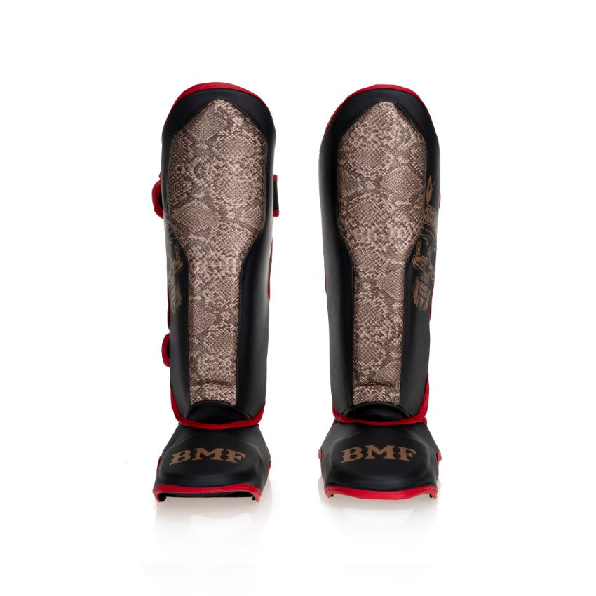 Red Black Snake BMF Shin Guards
