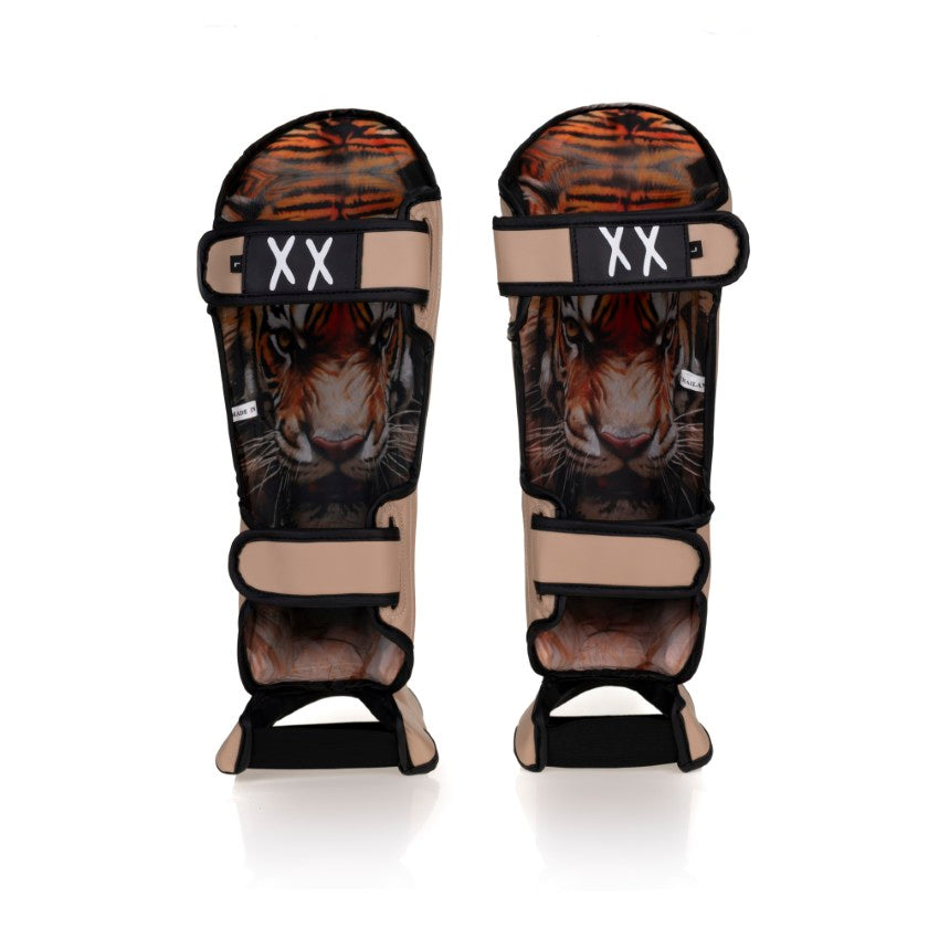 Tan GH05T X BRAND GHV1 Shin Guards W/ Tiger Liner