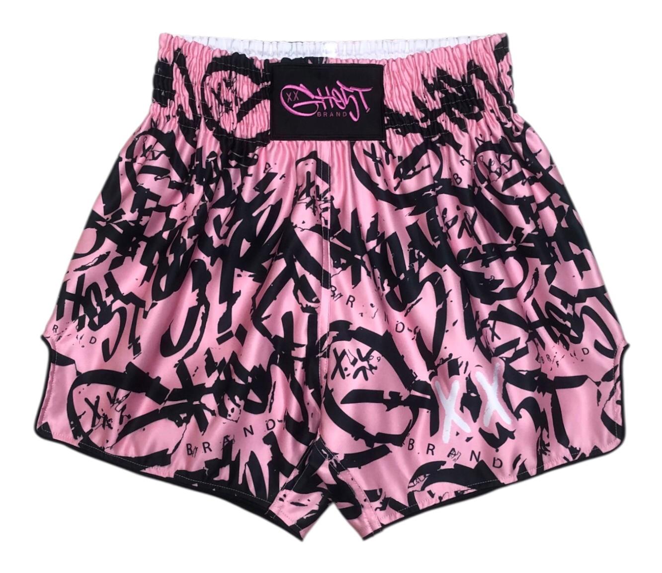 *SOLD OUT* "Heavy Font" GH05T X BRAND Muay Thai Shorts-Pink