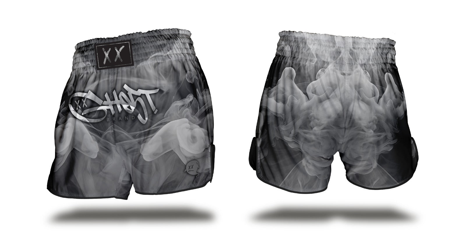 GH05T X BRAND Muay Thai Shorts-Grey Smoke
