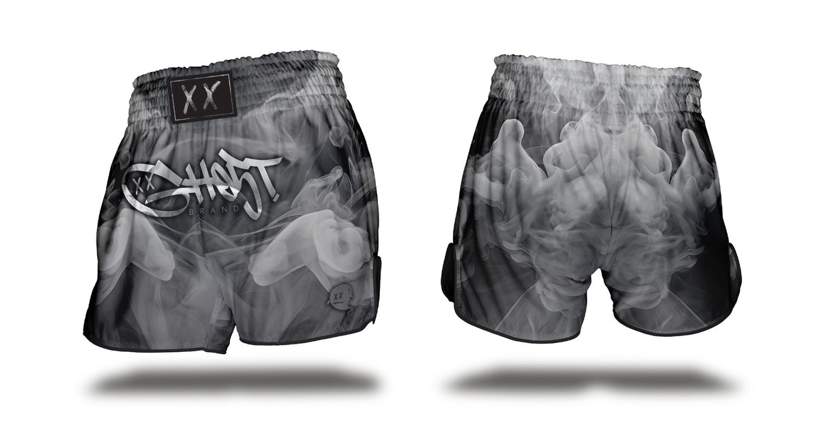 GH05T X BRAND Muay Thai Shorts-Grey Smoke