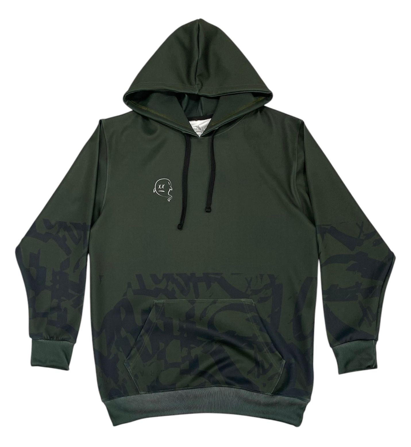 GH05T Heavy Font Hoodie-Green and Black