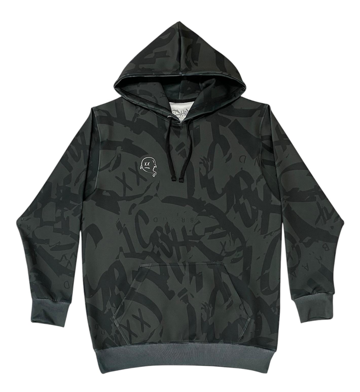GH05T Heavy Font Hoodie-Double Black