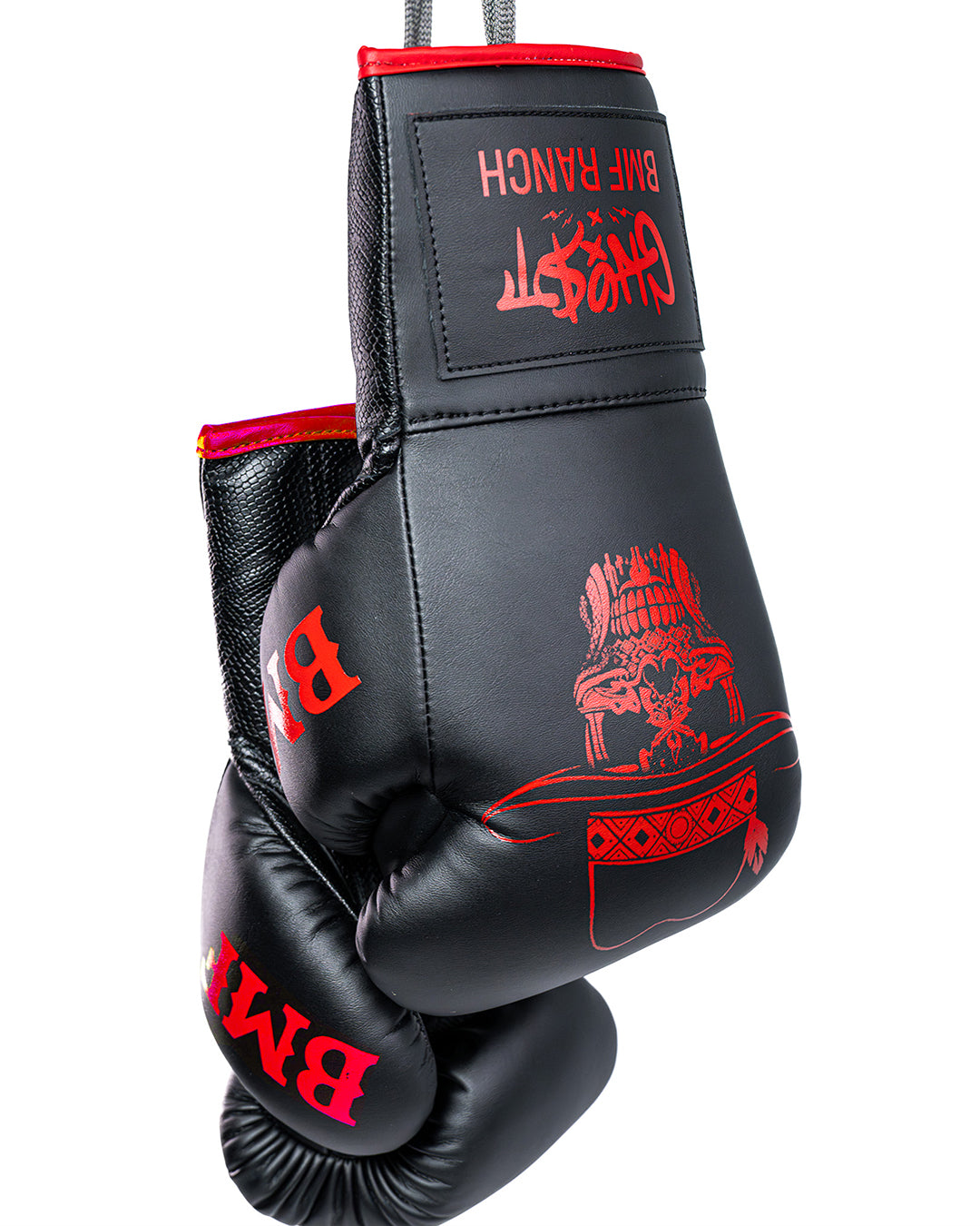 GH05T X BMF Ranch "Wild Card" Red Lace-up Boxing  Gloves